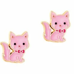 Girl Nation Kitty Pink Cutie Stud Earrings