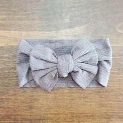 Golden Dot Lane Accessories Ribbed Bow Headband- Smoke