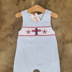 Lil Cactus Light Blue Seersucker Airplane Jon Jon