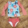 Oopsie Daisy Coral Stripe Rash Guard Girls