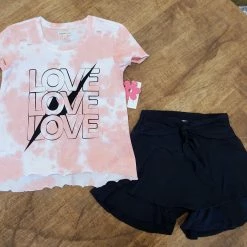 Paper Flower Distressed Tie Dye Love Graphic Tee