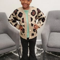 Itty Bitty Kid's Boutique Mocha Animal Print Cardigan