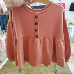 Itty Bitty Kid's Boutique Girls Rust Flowy Top