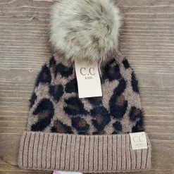 Itty Bitty Kid's Boutique Accessories Kids Leopard Pom Beanie (3 Colors)