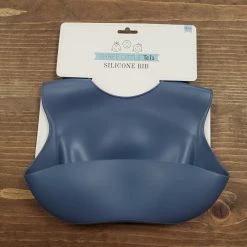Itty Bitty Kid's Boutique Infants Dusty Blue Silicone Bib With Crumb Catcher