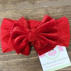 Itty Bitty Kid's Boutique Red Velvet Bow Nylon Headband Accessories