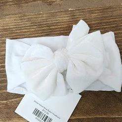 Itty Bitty Kid's Boutique White Velvet Bow Nylon Headband Accessories