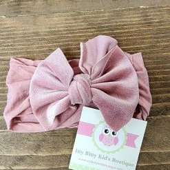 Itty Bitty Kid's Boutique Dusty Pink Velvet Bow Nylon Headband