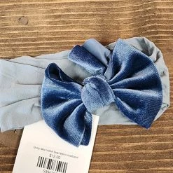 Itty Bitty Kid's Boutique Dusty Blue Velvet Bow Nylon Headband Accessories