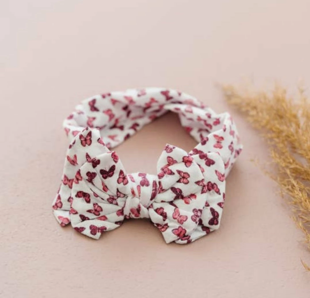 Wholesale π₯° Golden Dot Lane Double Bow Boho Butterfly Nylon Headband β¨ 3 Golden Dot Lane Double Bow Boho Butterfly Nylon Headband
