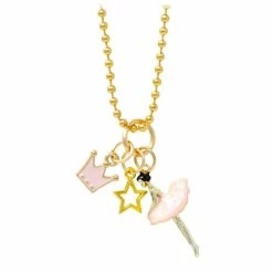 Tiny Treats Accessories Ballerina, Crown & Star Gold Charm Necklace