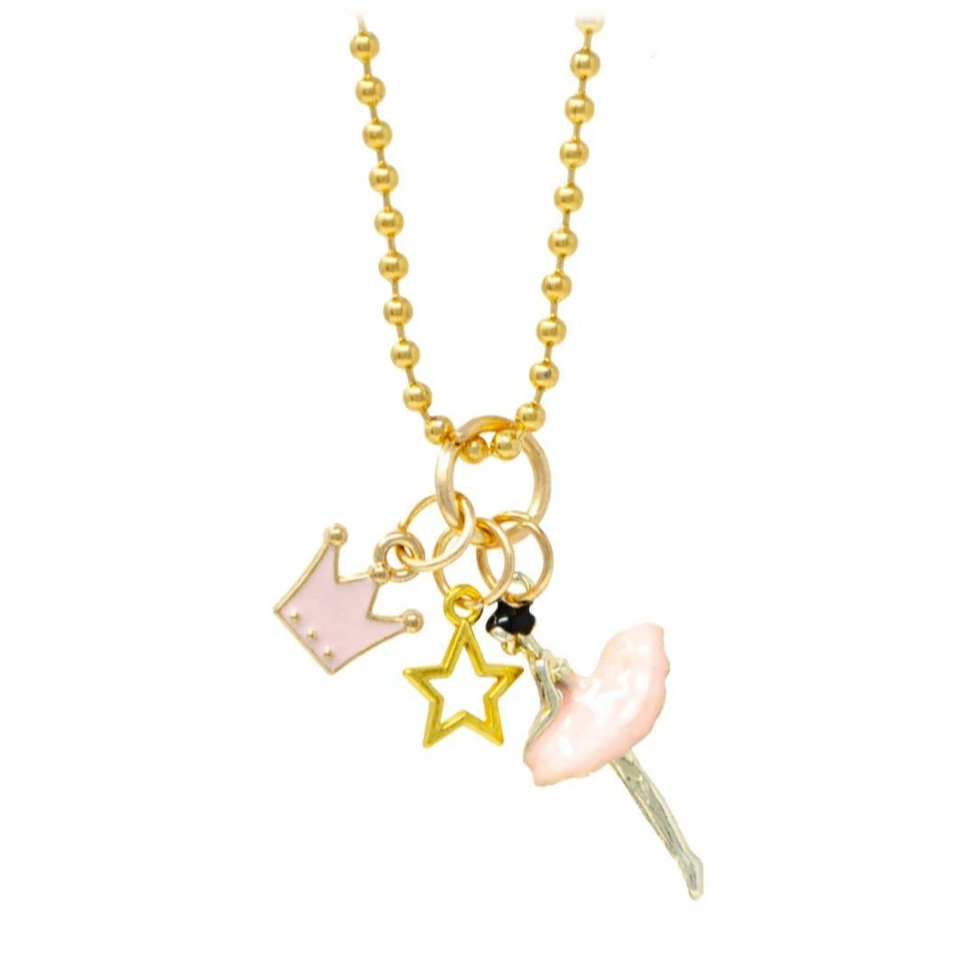 Wholesale ๐ Tiny Treats Accessories Ballerina, Crown & Star Gold Charm Necklace ๐ฅ 3 Tiny Treats Accessories Ballerina, Crown & Star Gold Charm Necklace