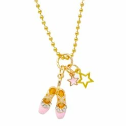 Tiny Treats Ballet Slippers & Star Gold Charm Necklace