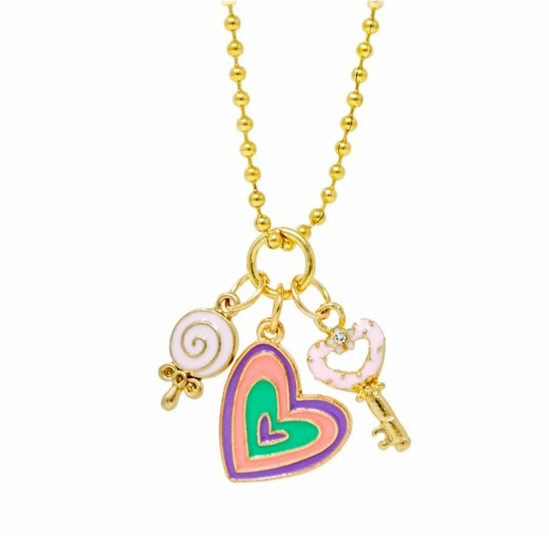 Cheap ๐ Tiny Treats Accessories Heart, Lollipop & Key Gold Charm Necklace ๐ฅฐ 3 Tiny Treats Accessories Heart, Lollipop & Key Gold Charm Necklace