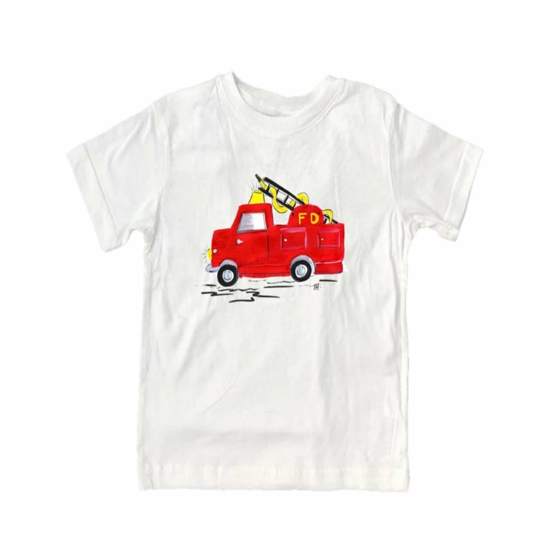 Brand new โ Designs By Beverly Firetruck Tee Boys ๐ 3 Designs By Beverly Firetruck Tee Boys