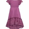 Hannah Banana Girls Eyelet Lace Ruffled Smocked Dress