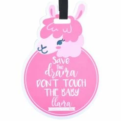 Three Little Tots Infants Pink Llama No Touching Car Seat & Stroller Tag