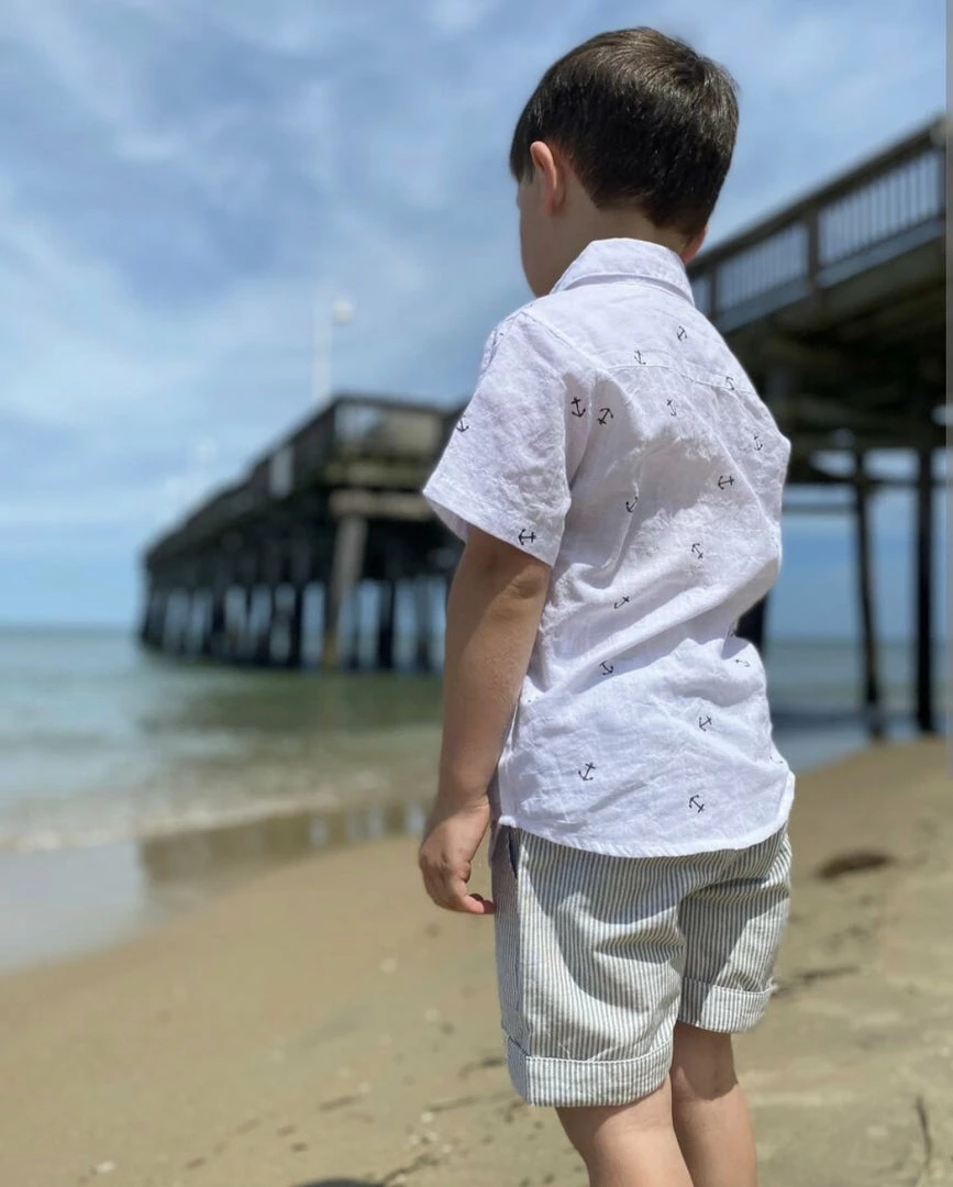 Best Sale ⭐ Me+Henry Boys Marina Turn-Up Shorts-beige Stripe 🎁 4 Me+Henry Boys Marina Turn-Up Shorts-beige Stripe