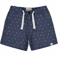 Me+Henry Dark Chambray Sailor Print Crew Shorts