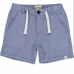Me+Henry Blue Seersucker Crew Shorts Boys