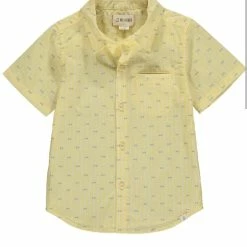 Me+Henry Boys Yellow Bow Tie Stripe Short Sleeved Shirt