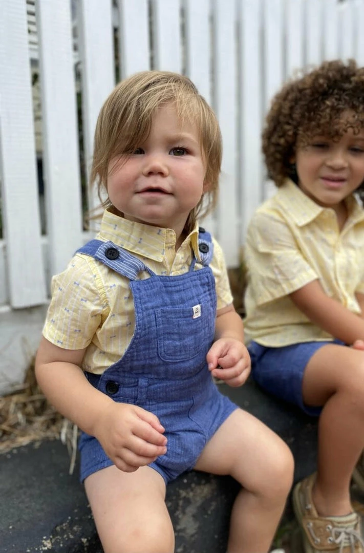 Wholesale ๐คฉ Me+Henry Bowline Shortie Overalls-blue Gauze ๐งจ 4 Me+Henry Bowline Shortie Overalls-blue Gauze