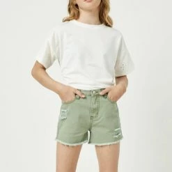 Hayden Girls Distressed Washed Color Denim Shorts