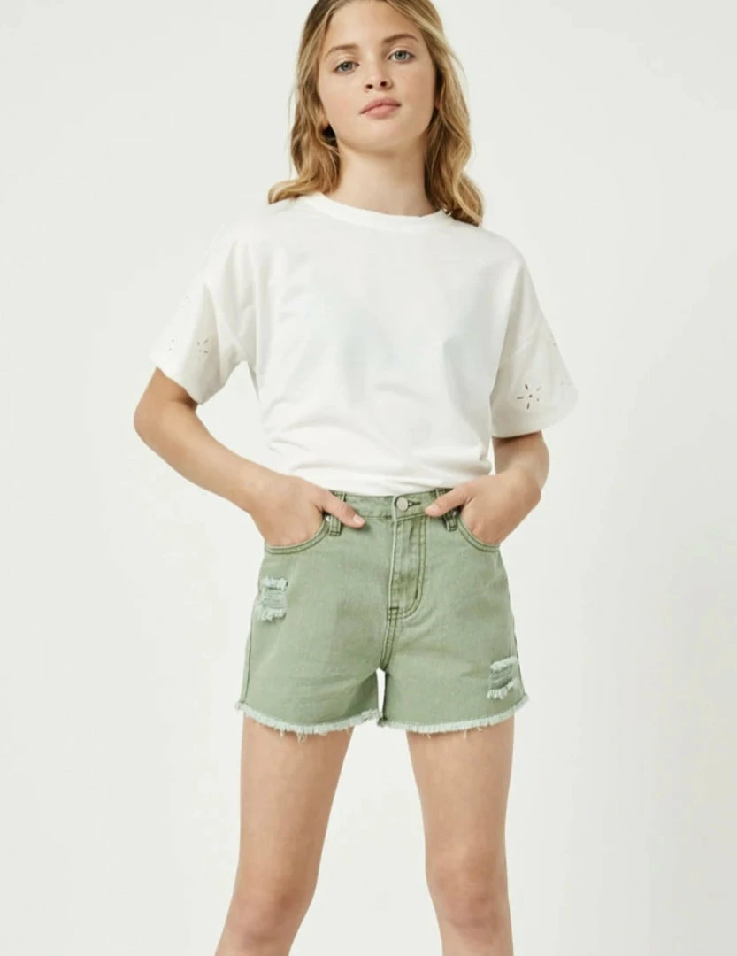 Outlet ๐ Hayden ๐ง Girls Distressed Washed Color Denim Shorts ๐ 3 Hayden Girls Distressed Washed Color Denim Shorts