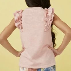 Hayden Girls Marled Textured Ruffled Rib Knit Tank
