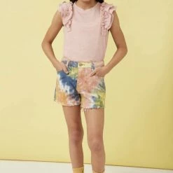 Hayden Girls Marled Textured Ruffled Rib Knit Tank