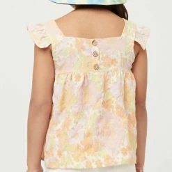 Buy ๐ฅ Hayden ๐ง Girls Textured Floral Button Back Ruffle Tank ๐งจ 5 Hayden Girls Textured Floral Button Back Ruffle Tank