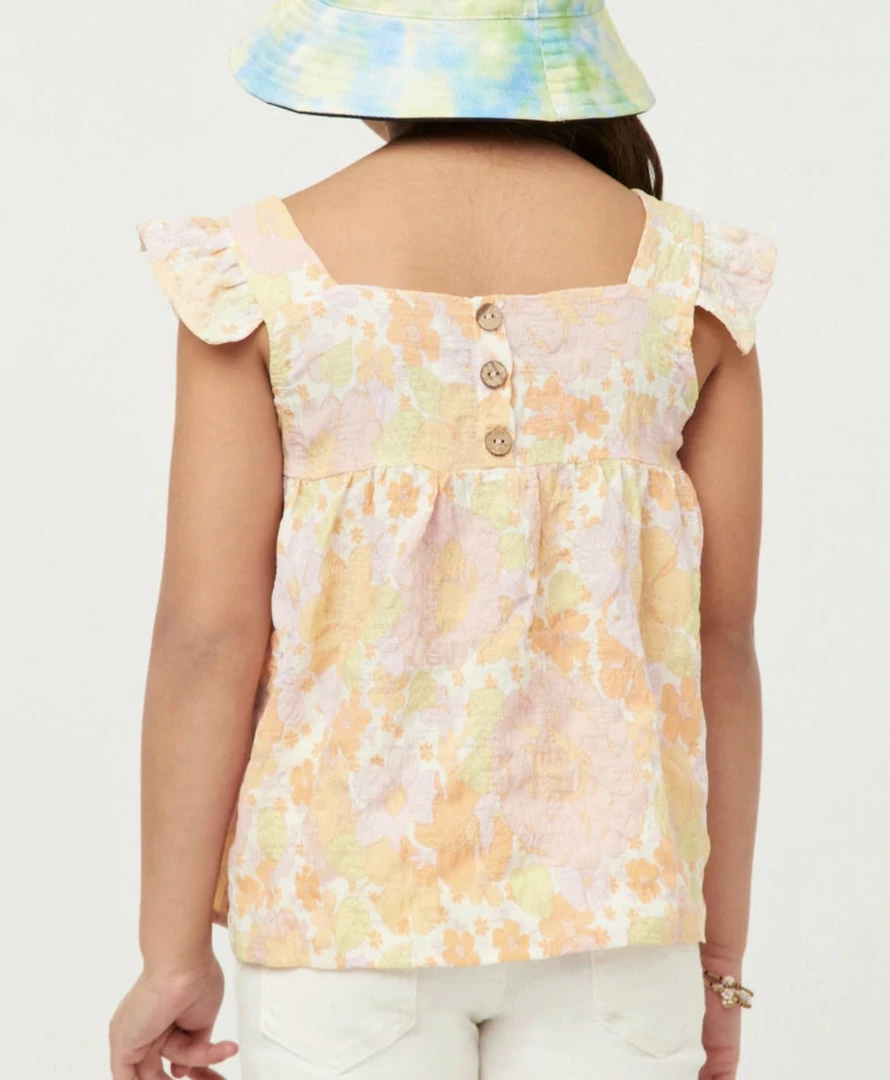 Buy ๐ฅ Hayden ๐ง Girls Textured Floral Button Back Ruffle Tank ๐งจ 4 Hayden Girls Textured Floral Button Back Ruffle Tank