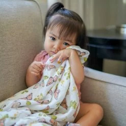 Bebe Au Lait Infants Butterfly + Flutterby Oh-So-Soft Muslin Swaddle Blanket Set