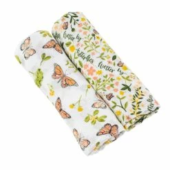 Bebe Au Lait Infants Butterfly + Flutterby Oh-So-Soft Muslin Swaddle Blanket Set