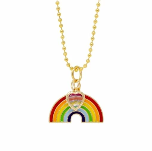 Tiny Treats Rainbow & Heart Gold Charm Necklace Accessories