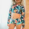 Oopsie Daisy Girls Tropical Cropped Rash Guard