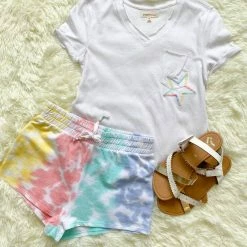 Paper Flower Multi-Color Tie Dye Short