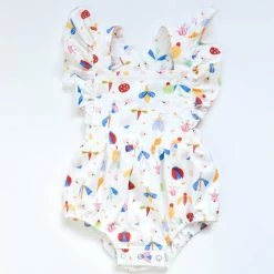 Ollie Jay Emmy Romper In Colorful Critters Girls