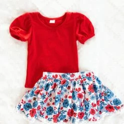 Eliza Cate Red White + Blooms Skort