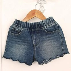 Itty Bitty Kid's Boutique Scalloped Hemmed Denim Shorts Girls