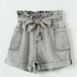 Hayden Waist Tie Washed Cargo Pocket Denim