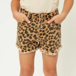 Hayden Girls Denim Leopard Shorts