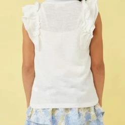 Outlet 🎁 Hayden 👧 Girls White Marled Textured Ruffle Rib Knit Tank 😉 7 Hayden Girls White Marled Textured Ruffle Rib Knit Tank