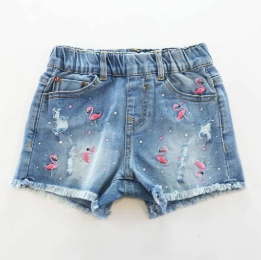 Itty Bitty Kid's Boutique Flamingo Denim Shorts Girls