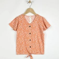 Itty Bitty Kid's Boutique Flutter Sleeve Faux Button Top