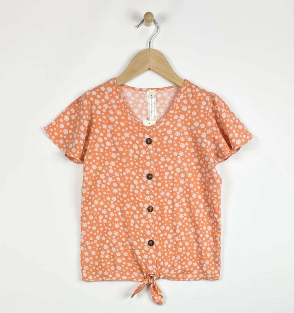 Best Pirce ✔️ Itty Bitty Kid's Boutique Flutter Sleeve Faux Button Top 🎉 3 Itty Bitty Kid's Boutique Flutter Sleeve Faux Button Top