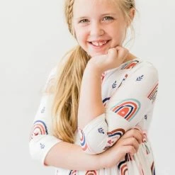 Itty Bitty Kid's Boutique Rainbow Skies Pocket Twirl Dress