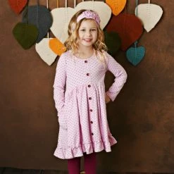 Swoon Baby Girls Vintage Plum Dottie Pocket Dress Set