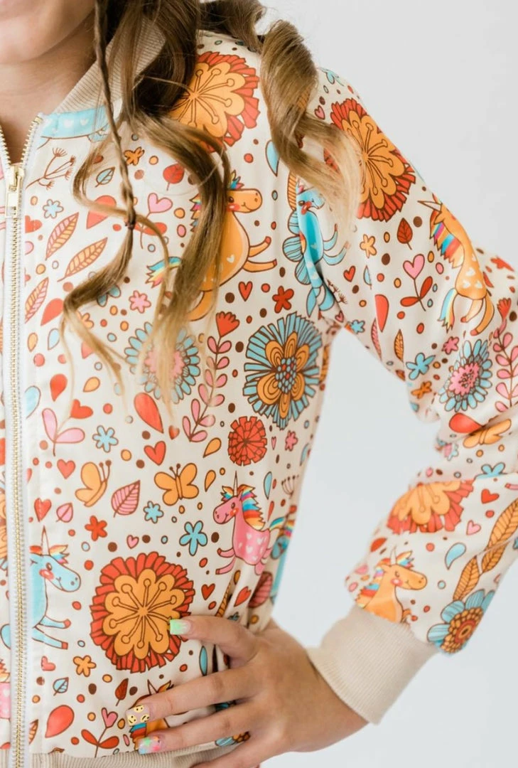 Best deal ๐ Itty Bitty Kid's Boutique Retro Unicorn Satin Jacket ๐ง Girls ๐ 4 Itty Bitty Kid's Boutique Retro Unicorn Satin Jacket Girls