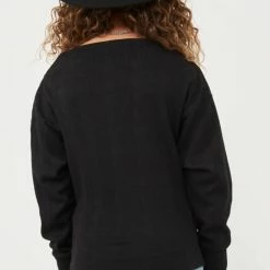 Hayden Girls Textured Zipper Detail Long Sleeve Knit Top